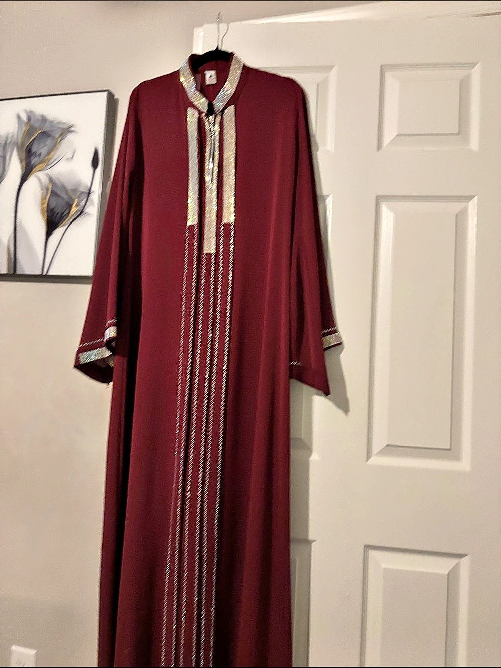 Abaya Embellished Burgundy Maxi Dress